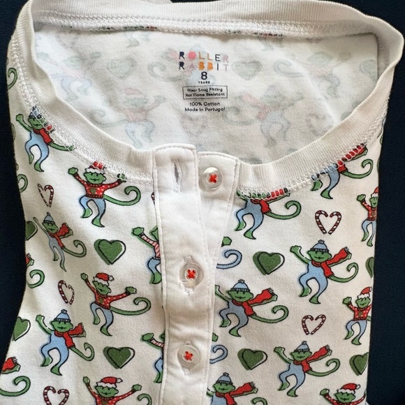 Roller rabbit holiday monkey pajamas size 8 - Picture 2 of 2